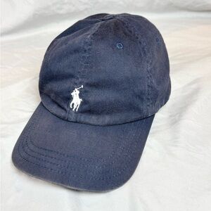 Vintage 90s Polo Ralph Lauren Strap Back Hat White Pony Blue Dad Hat